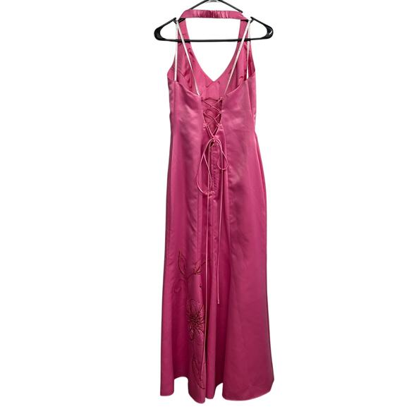 Barbiecore Pink Sequin Gown Masquerade Y2K Lace-Up Size 11/12 - Picture 2 of 9